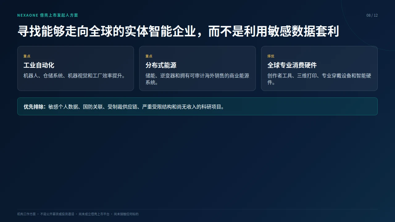 NexaOne借壳上市发起人方案第 8 页,共12页