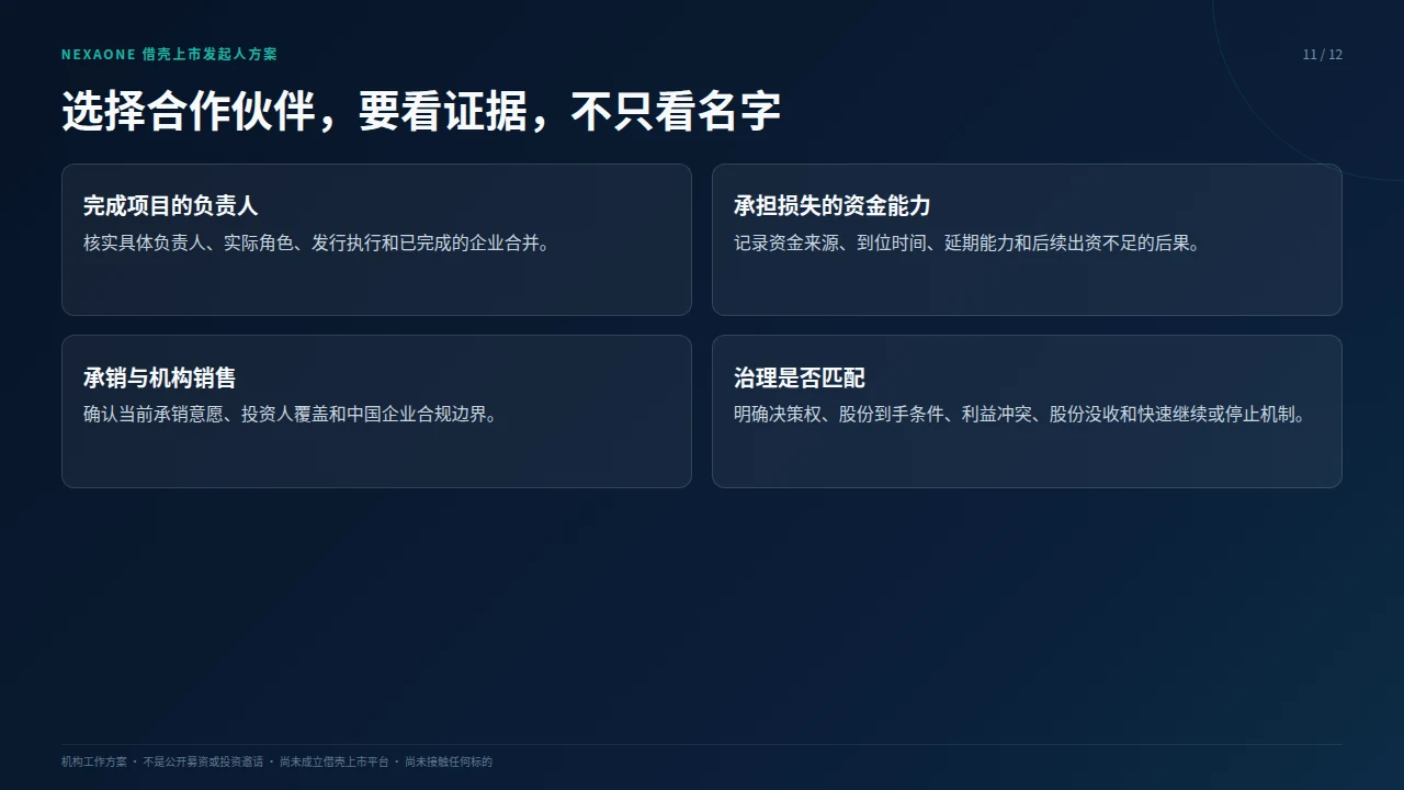 NexaOne借壳上市发起人方案第 11 页,共12页